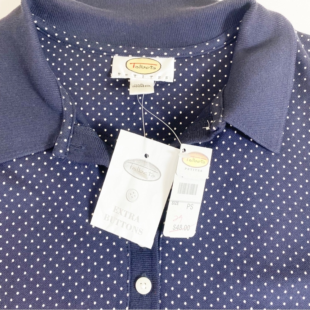 Talbots Navy Polka Dot Polo Dress Summer Cute Dress Casual Church S - Picture 6 of 10